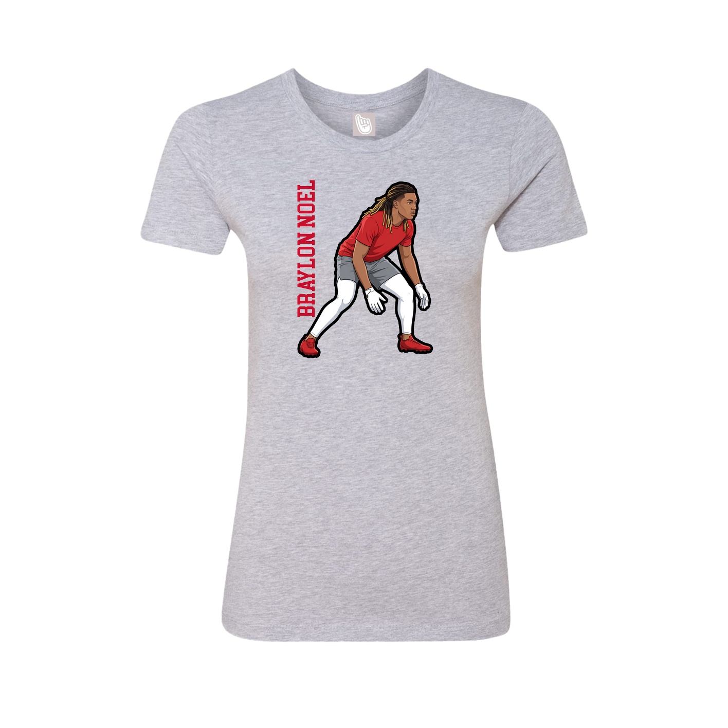 Fitted Women's Tee — Name Vertical in Grey