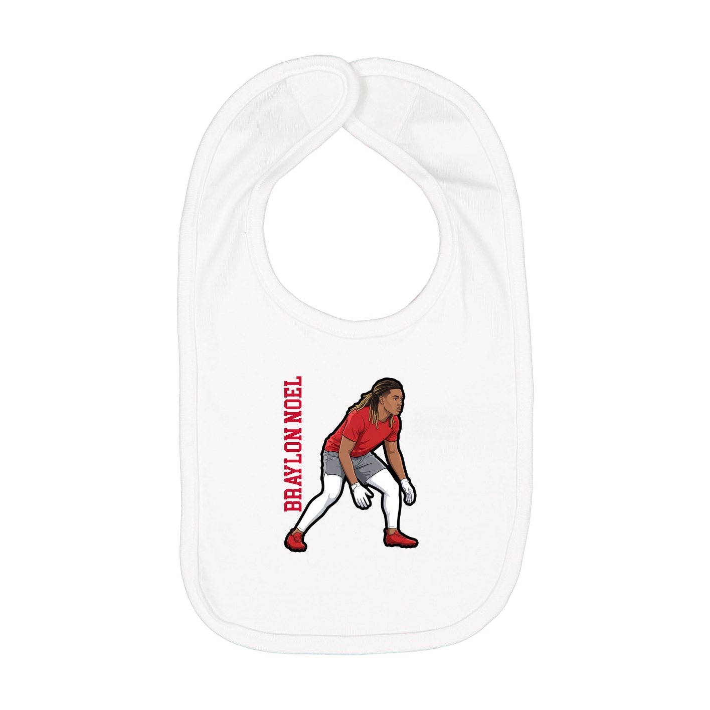 Infant Bib — Name Vertical in White