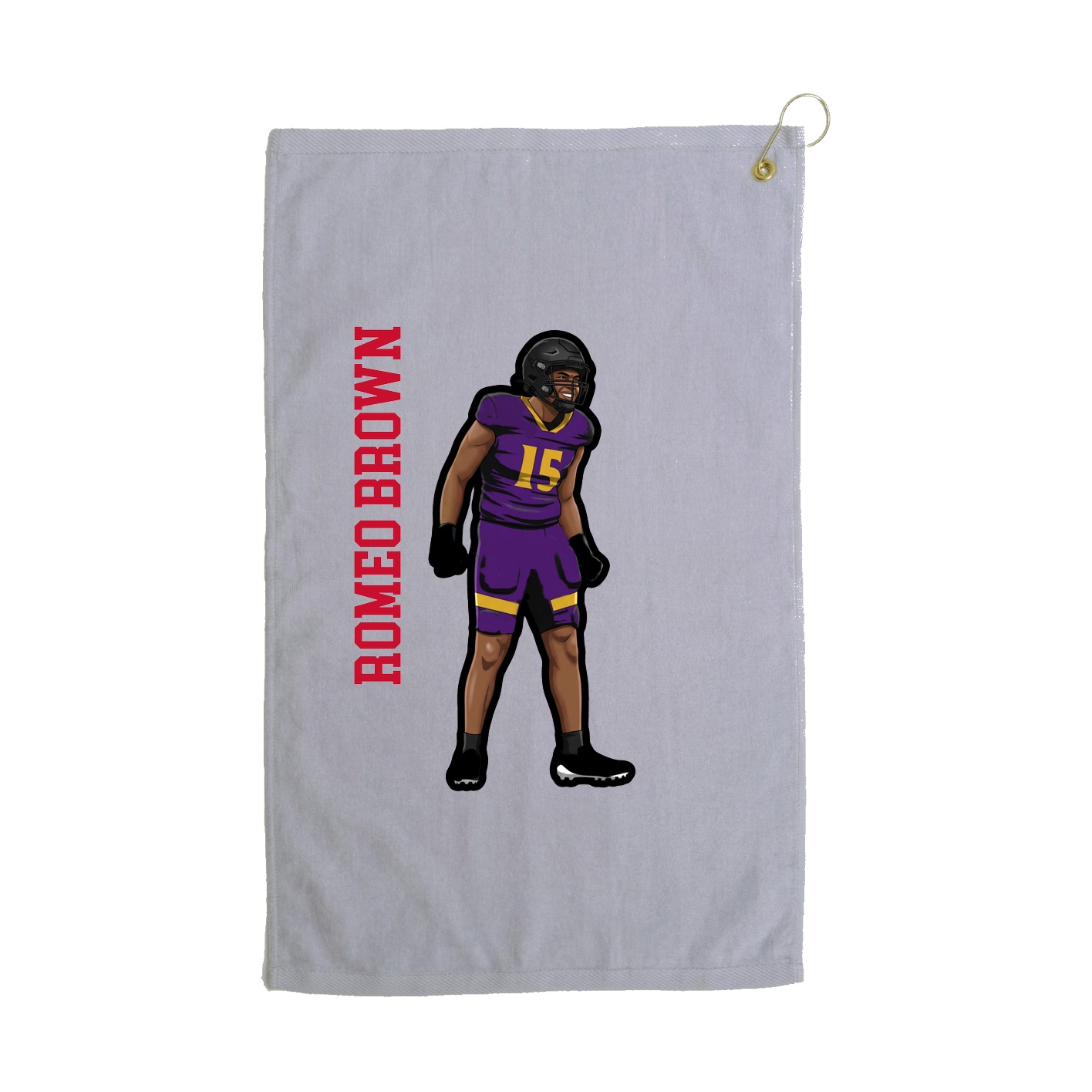 Golf Towel — Name Vertical in Grey