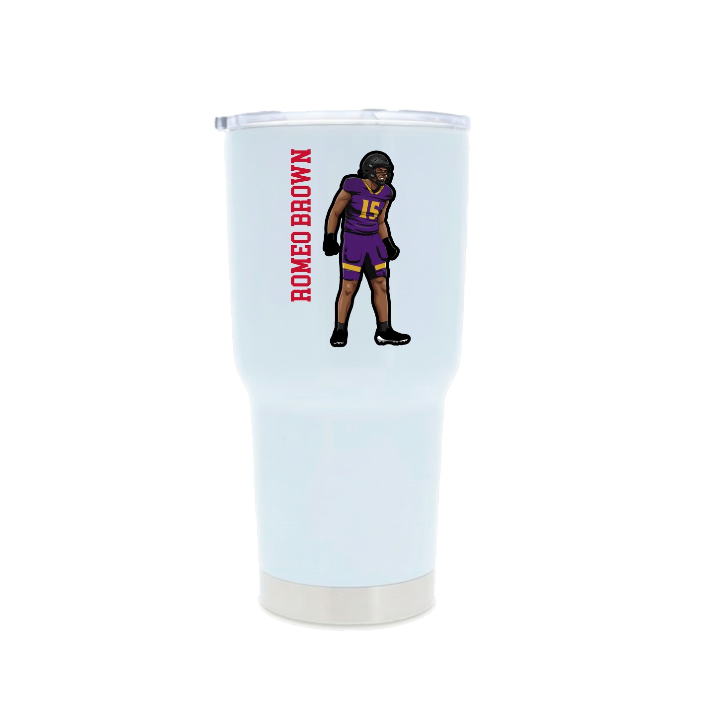30oz Stainless Steel Tumbler — Name Vertical in White