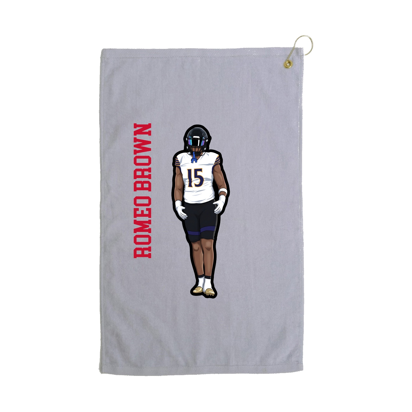 Golf Towel — Name Vertical in Grey