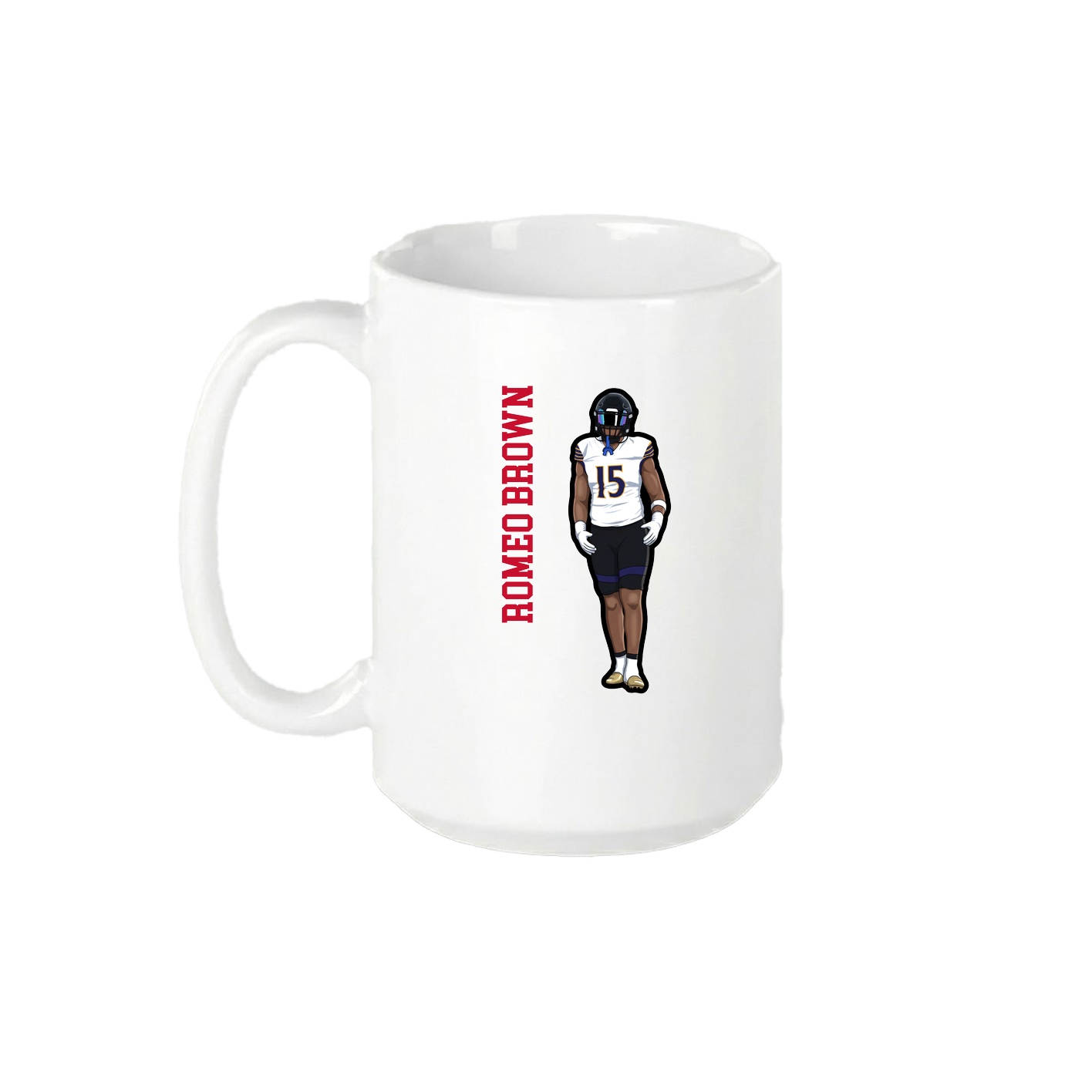 15oz Coffee Mug — Name Vertical in White