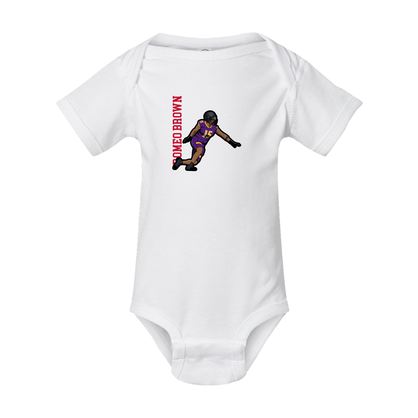 Baby Onesie — Name Vertical in White