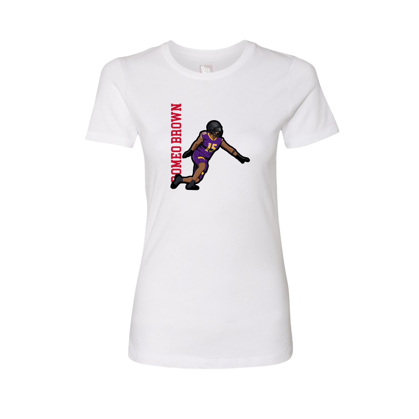 Fitted Women's Tee — Name Vertical in White