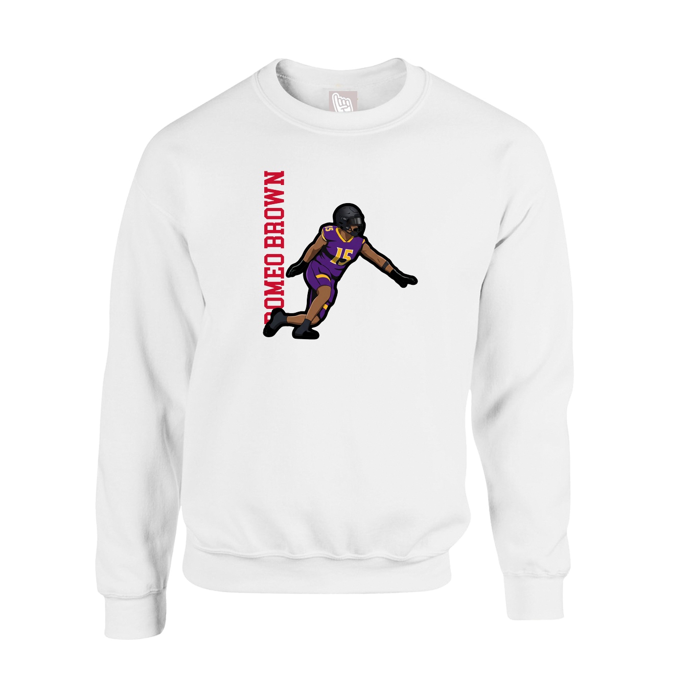 Fleece Crew — Name Vertical in White