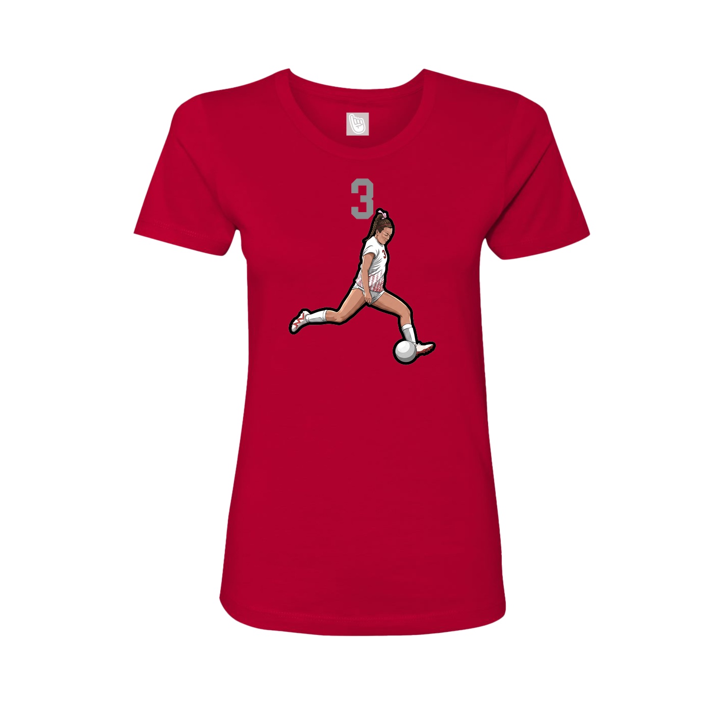 Fitted Women's Tee — Number Top in Red