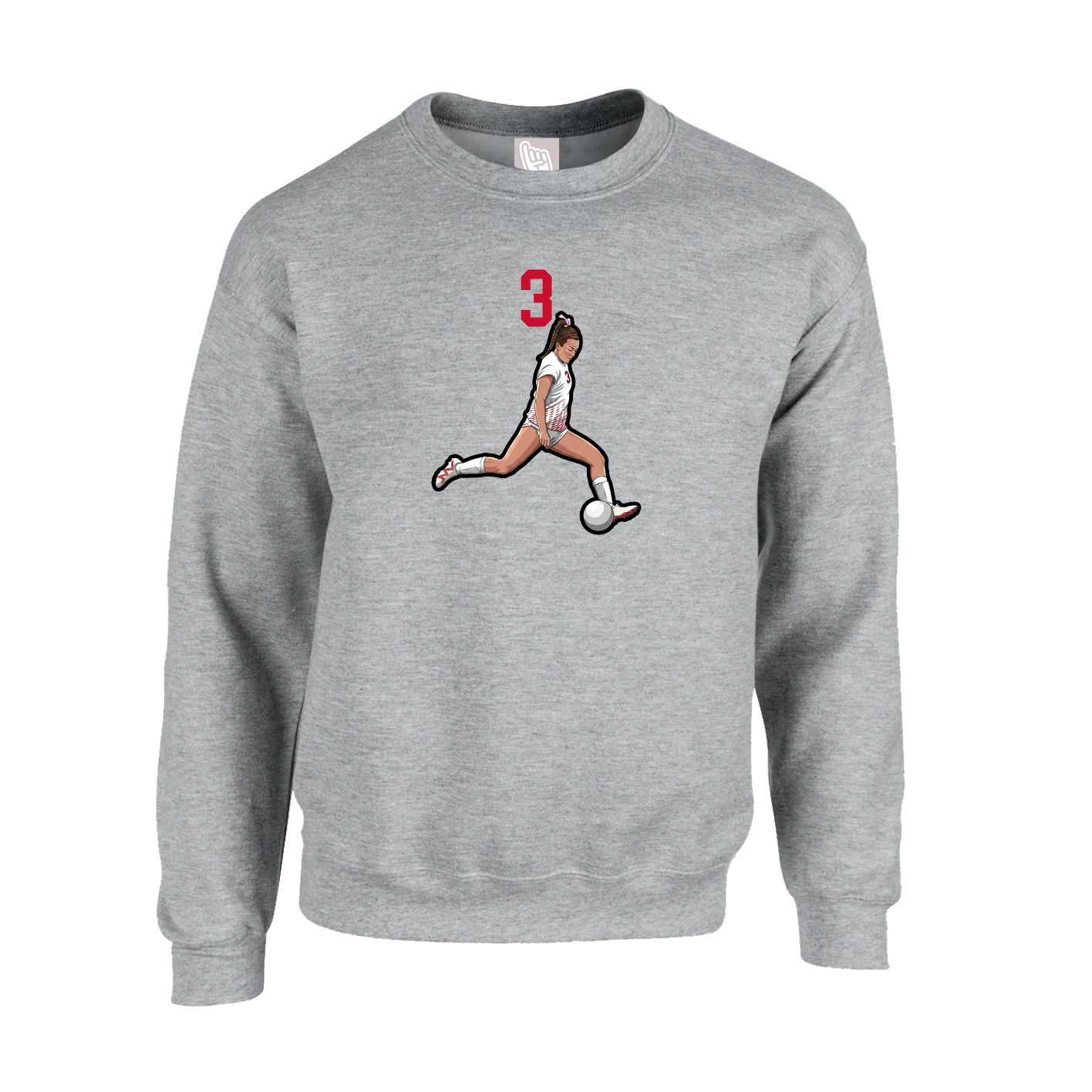 Fleece Crew — Number Top in Grey