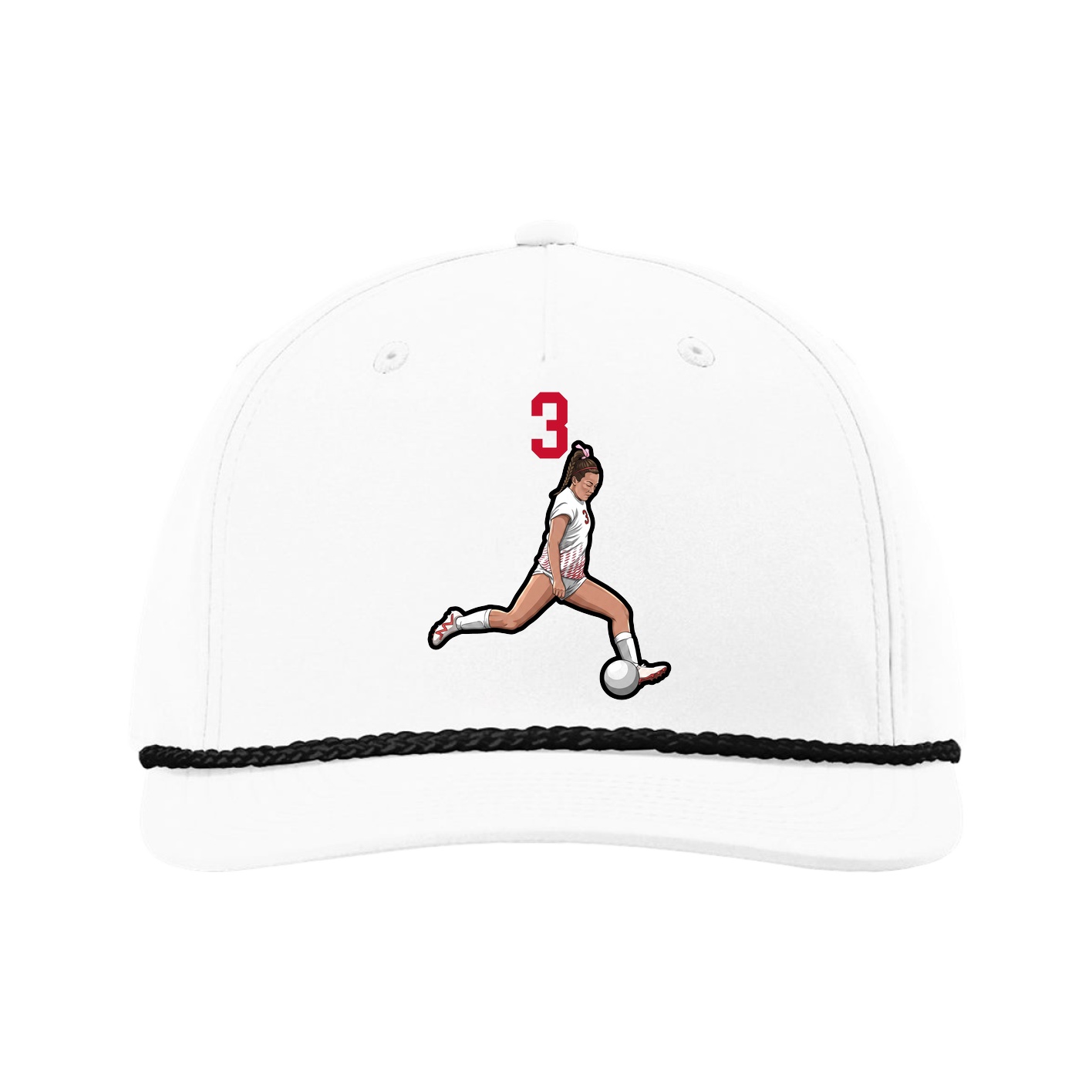 Five-Panel Classic Rope Cap — Number Top in White