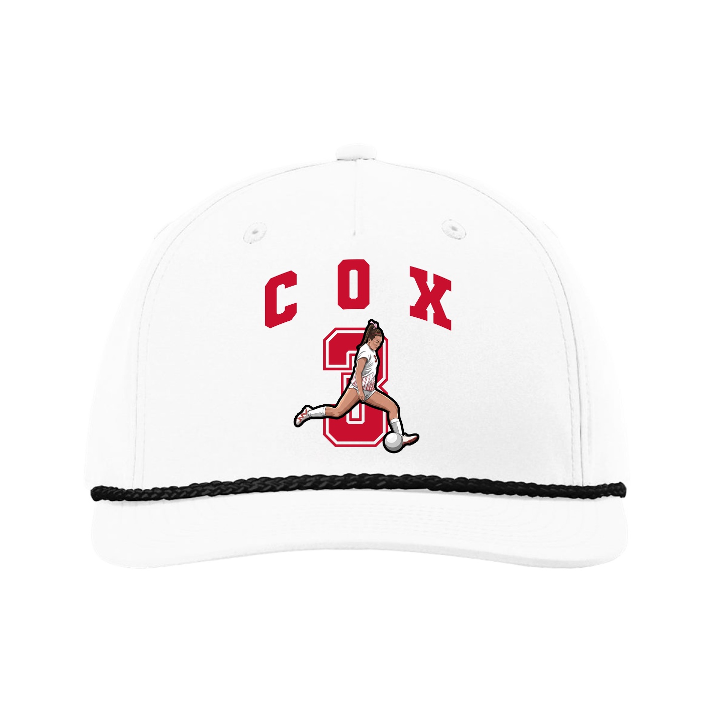 Five-Panel Classic Rope Cap — Number in White