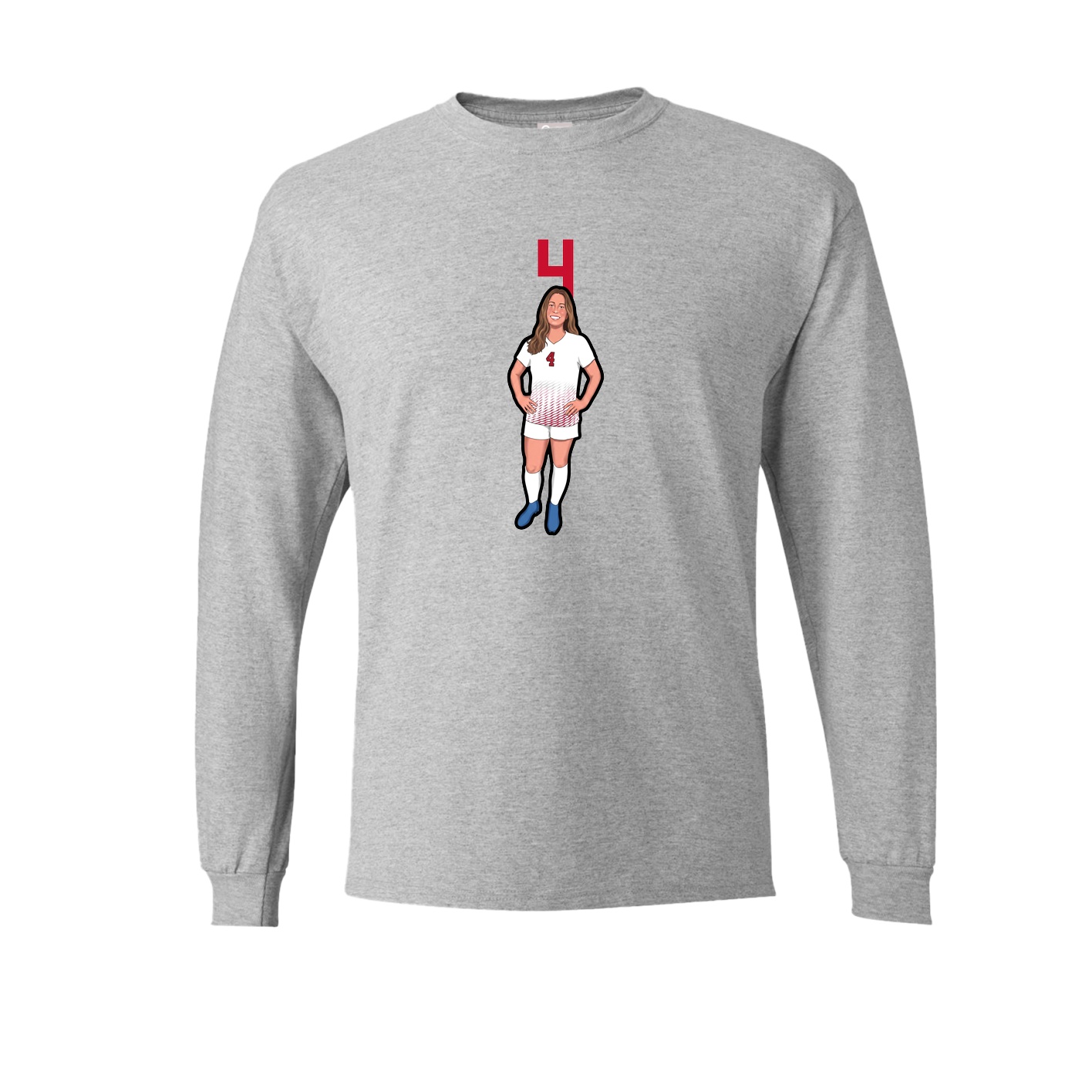 Long Sleeve Tee — Number Top in Grey