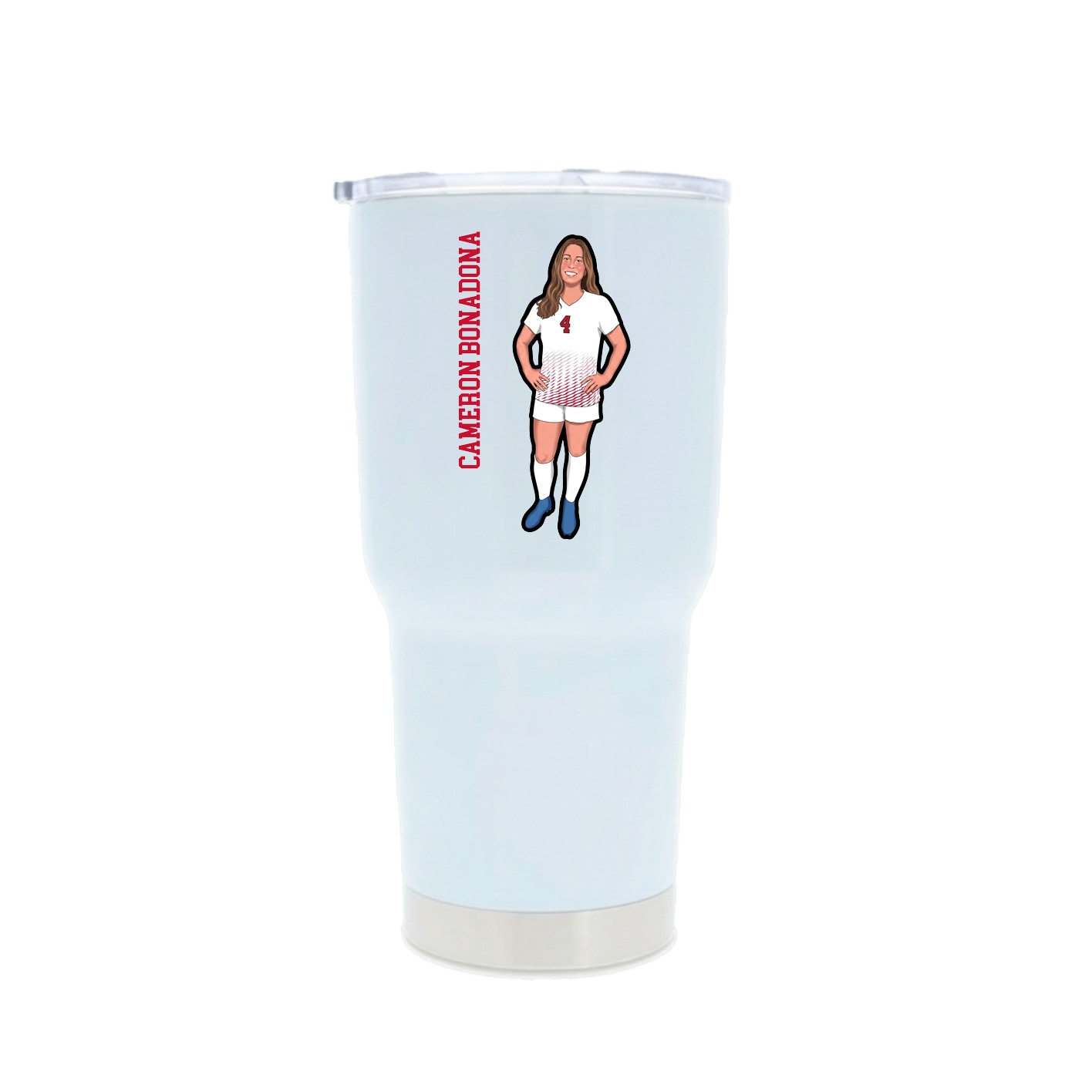 30oz Stainless Steel Tumbler — Name Vertical in White
