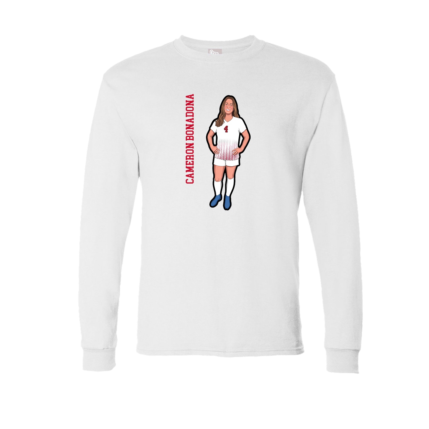 Long Sleeve Tee — Name Vertical in White