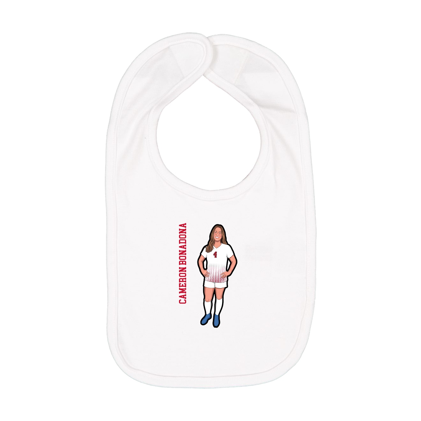 Infant Bib — Name Vertical in White