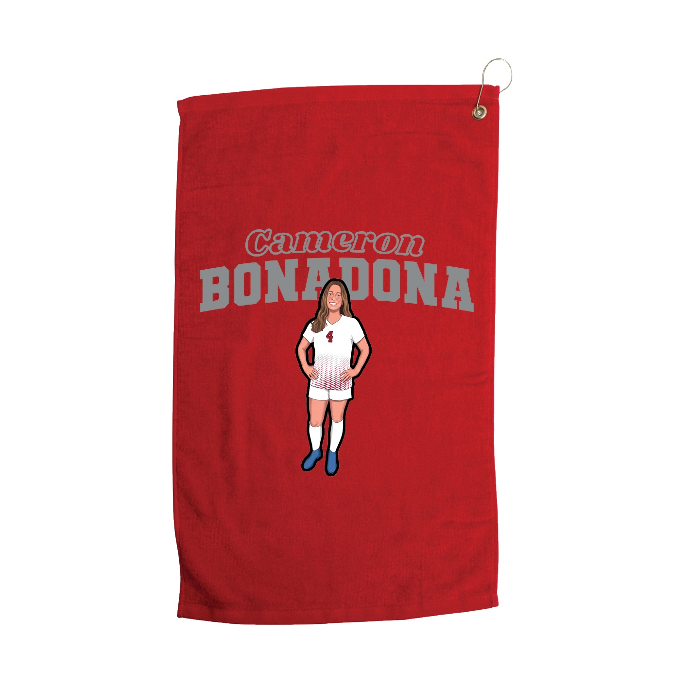 Golf Towel — Name Arch in Red
