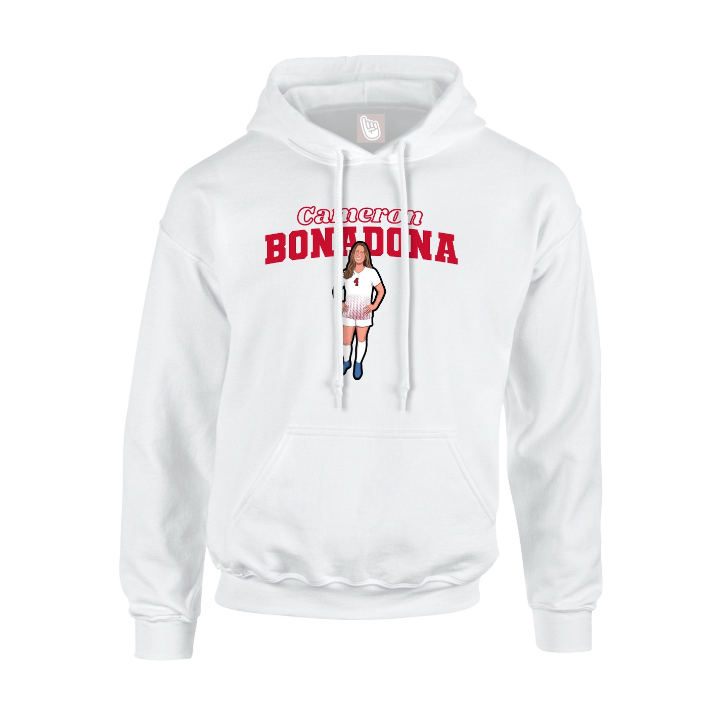 Youth Hoodie — Name Arch in White