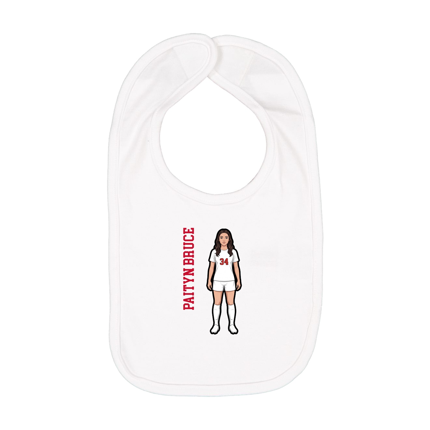 Infant Bib — Name Vertical in White