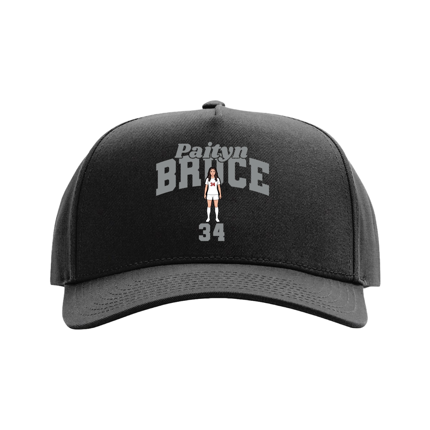 Full Fabric Five-Panel Champ Cap — Signature Arch in Black