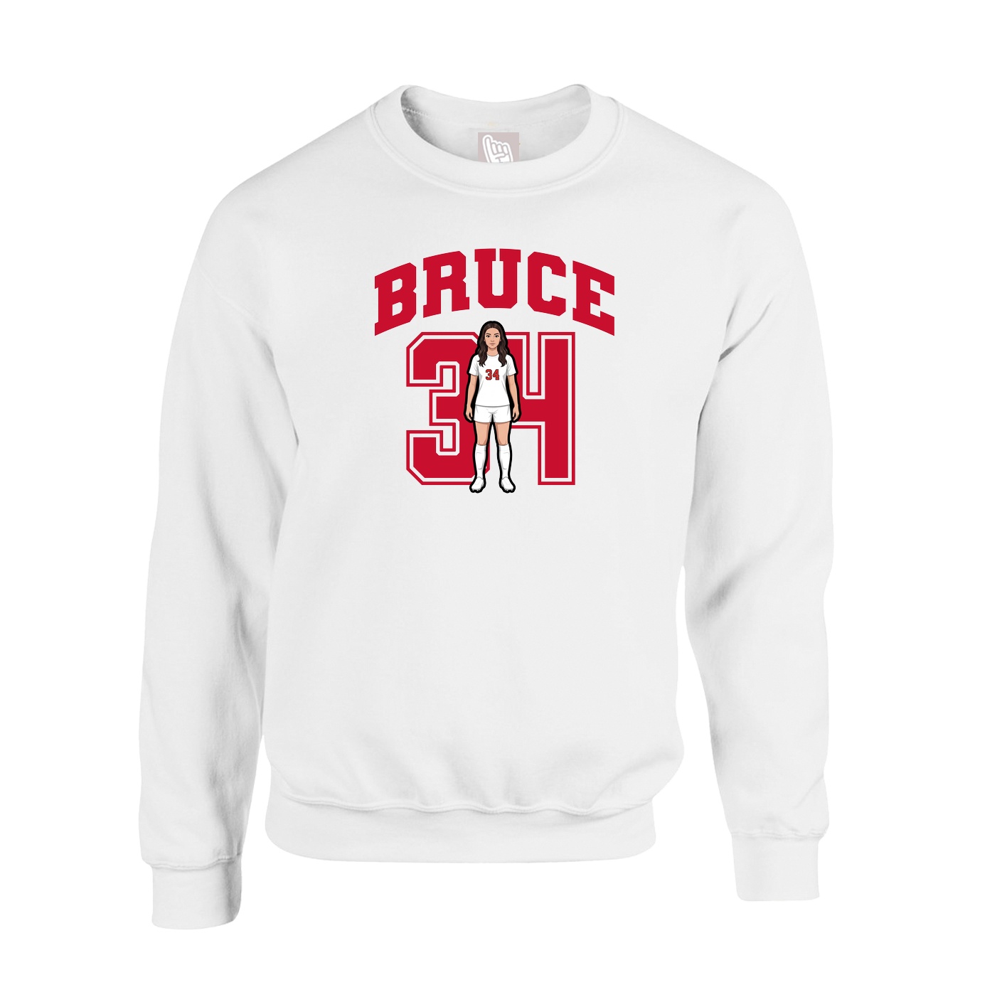 Fleece Crew — Number in White