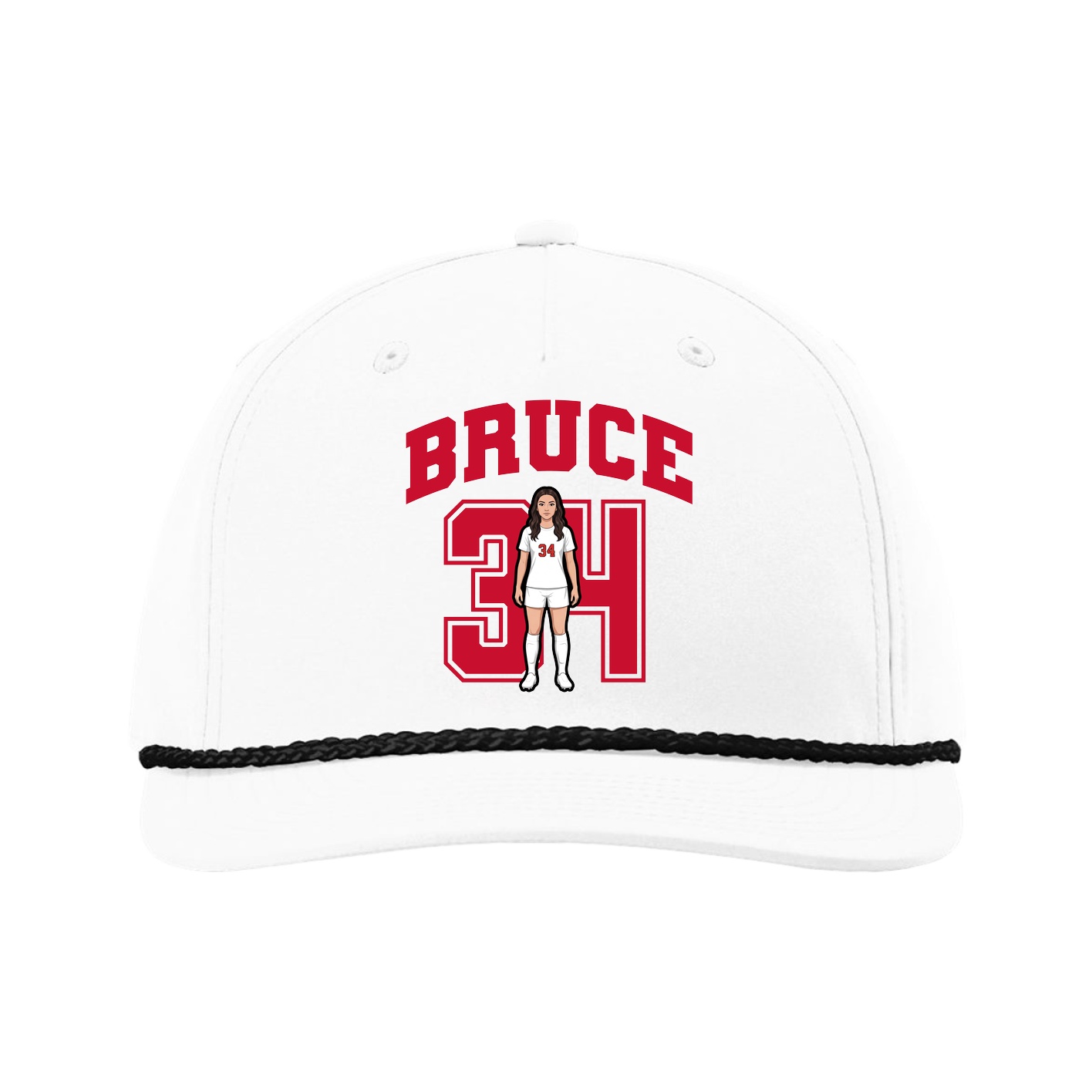 Five-Panel Classic Rope Cap — Number in White