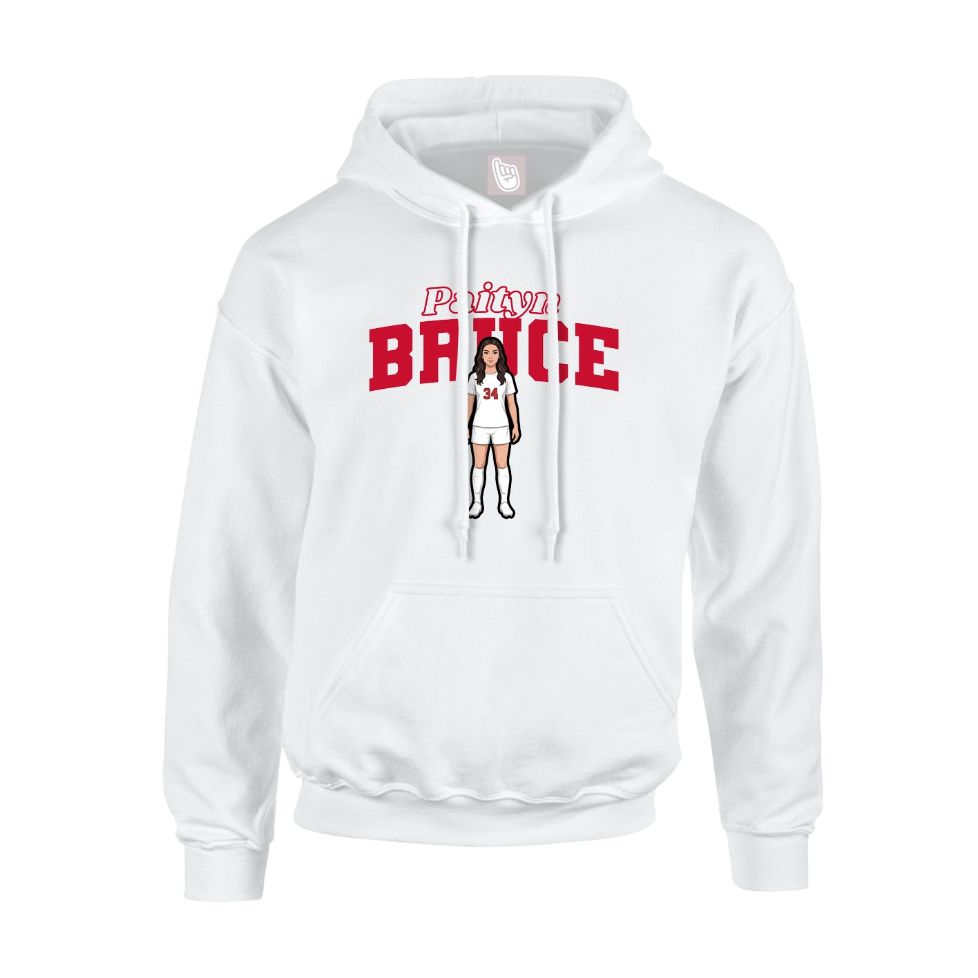 Youth Hoodie — Name Arch in White