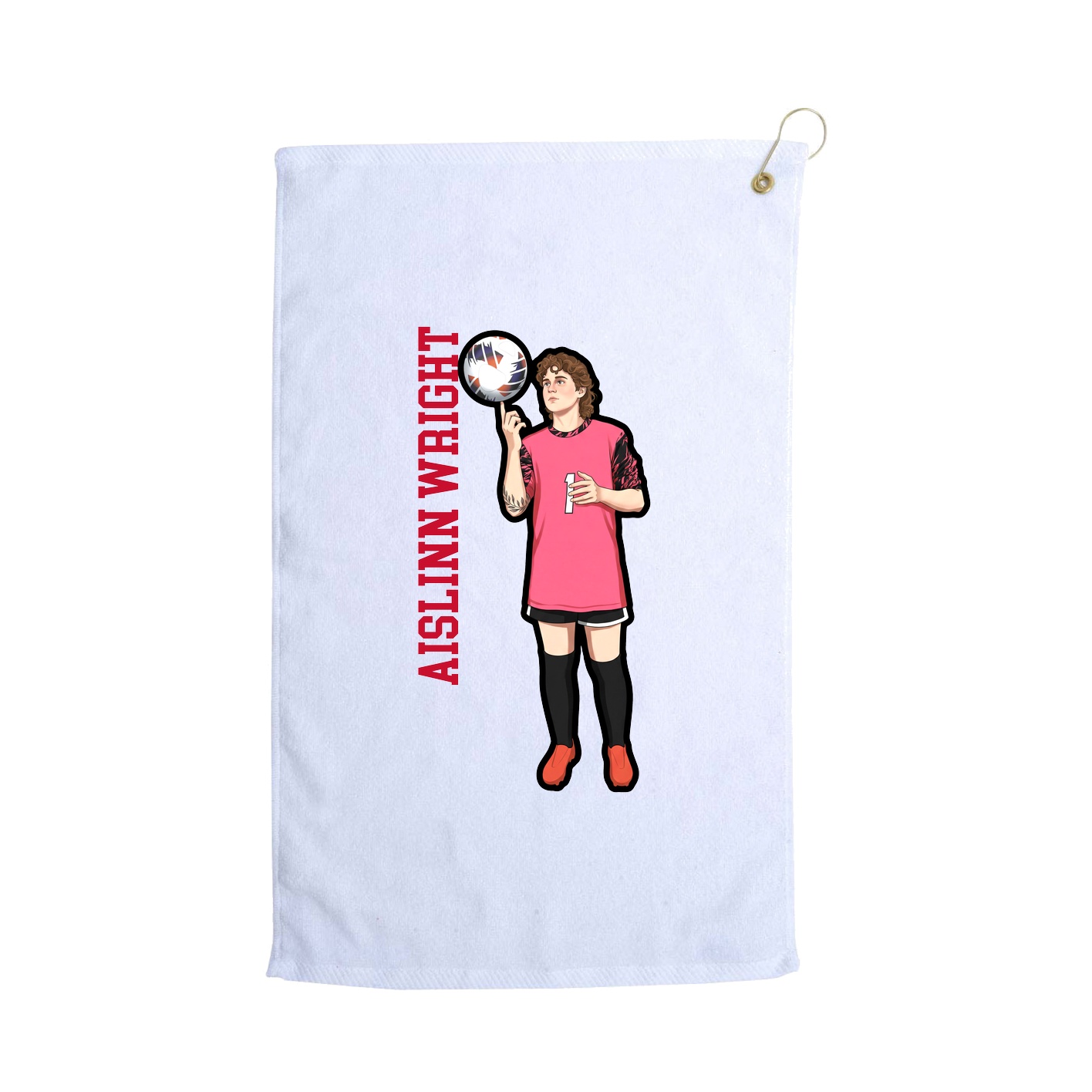 Golf Towel — Name Vertical in White