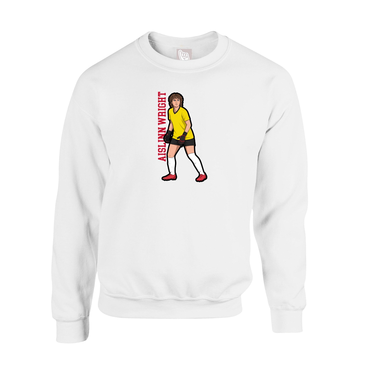 Fleece Crew — Name Vertical in White