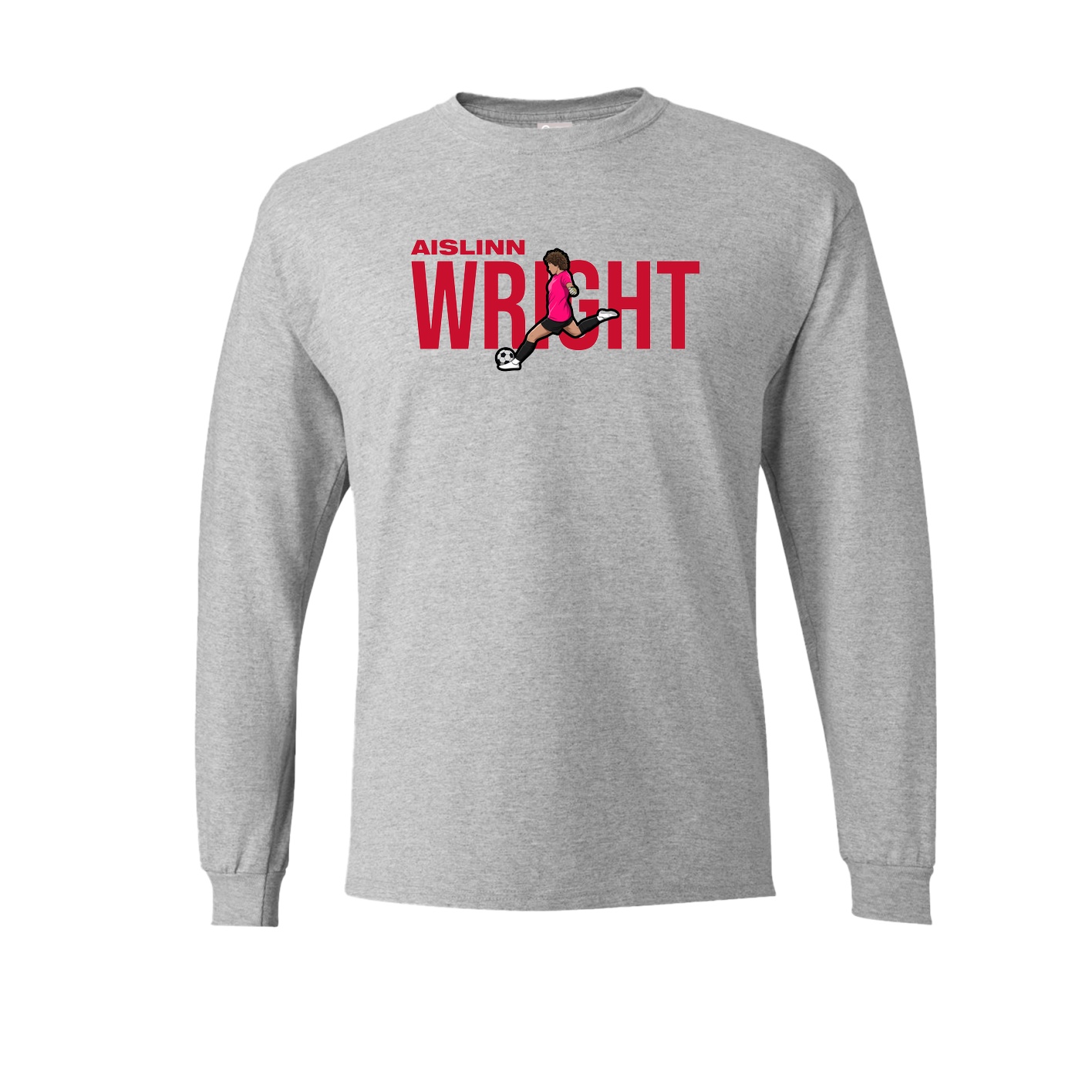 Long Sleeve Tee — Player Name in Grey