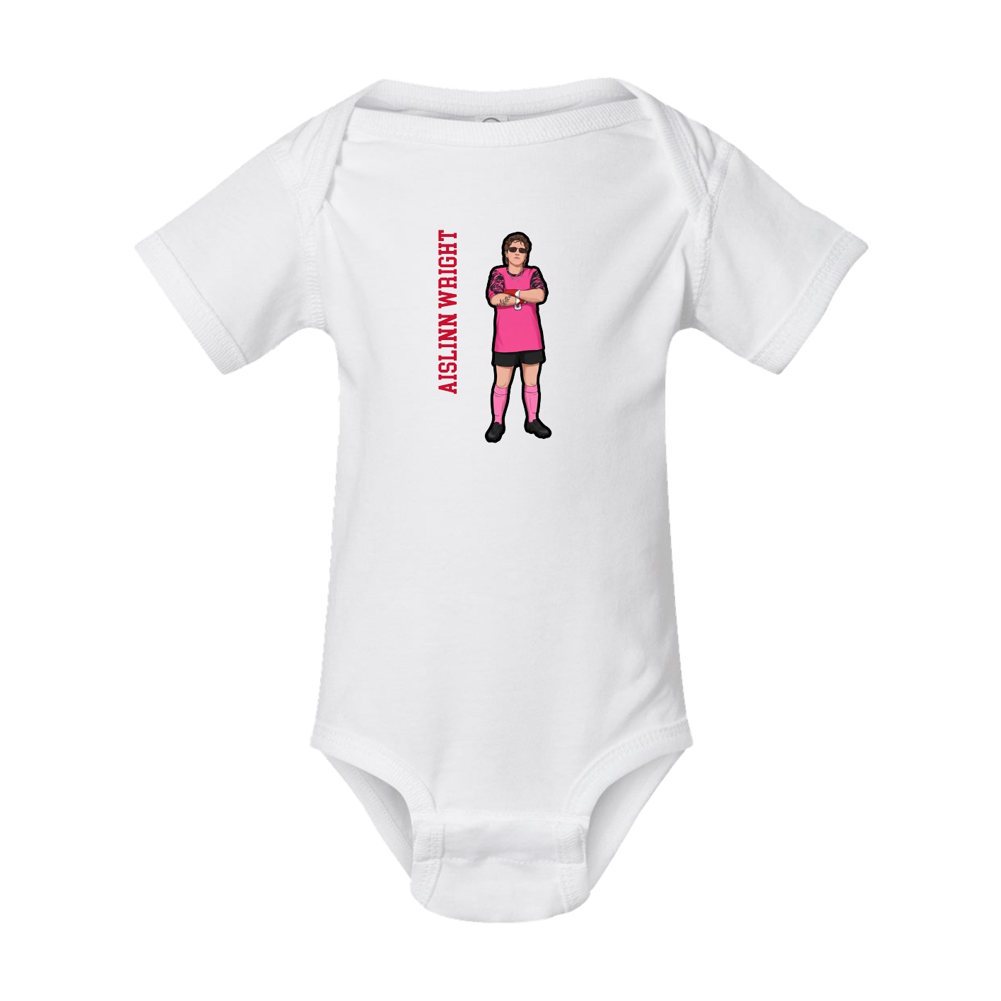 Baby Onesie — Name Vertical in White