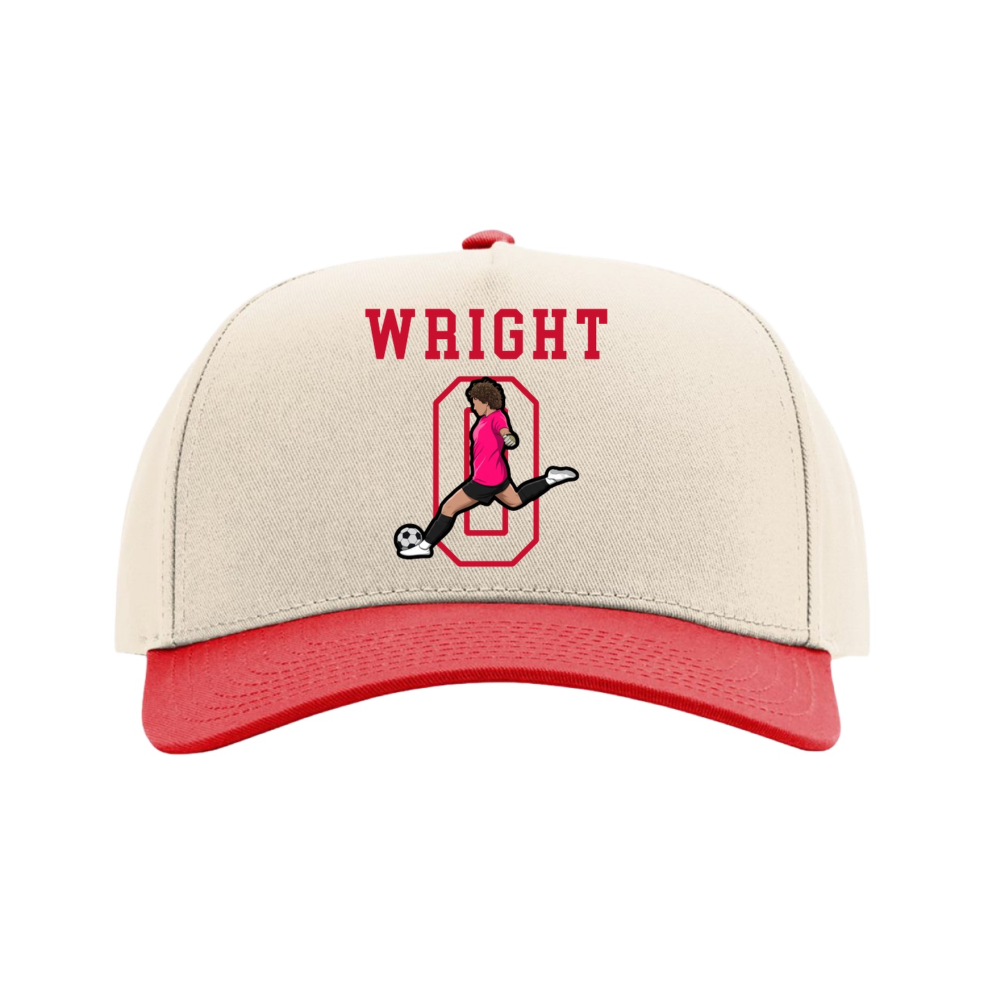 Full Fabric Five-Panel Champ Cap — Shirsey in Cream/Red