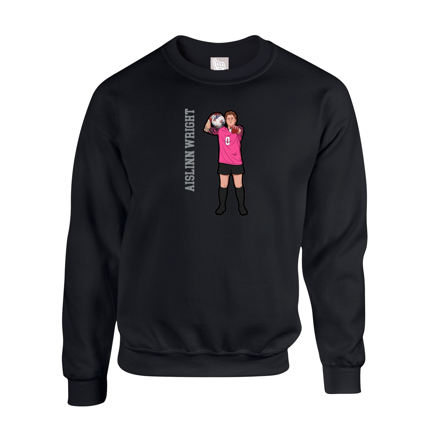 Fleece Crew — Name Vertical in Black