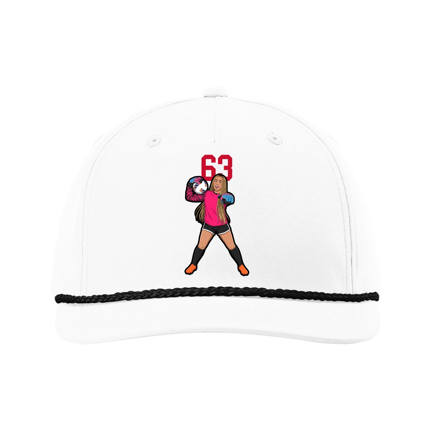 Five-Panel Classic Rope Cap — Number Top in White
