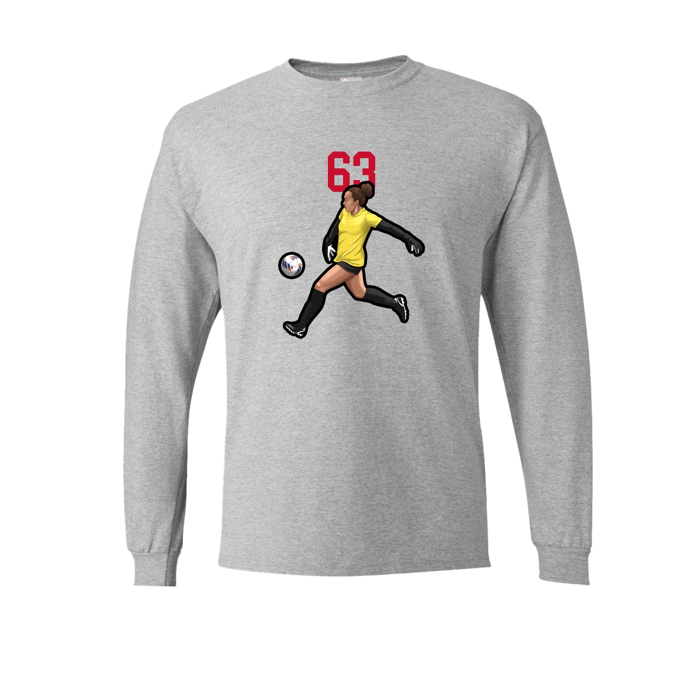 Long Sleeve Tee — Number Top in Grey
