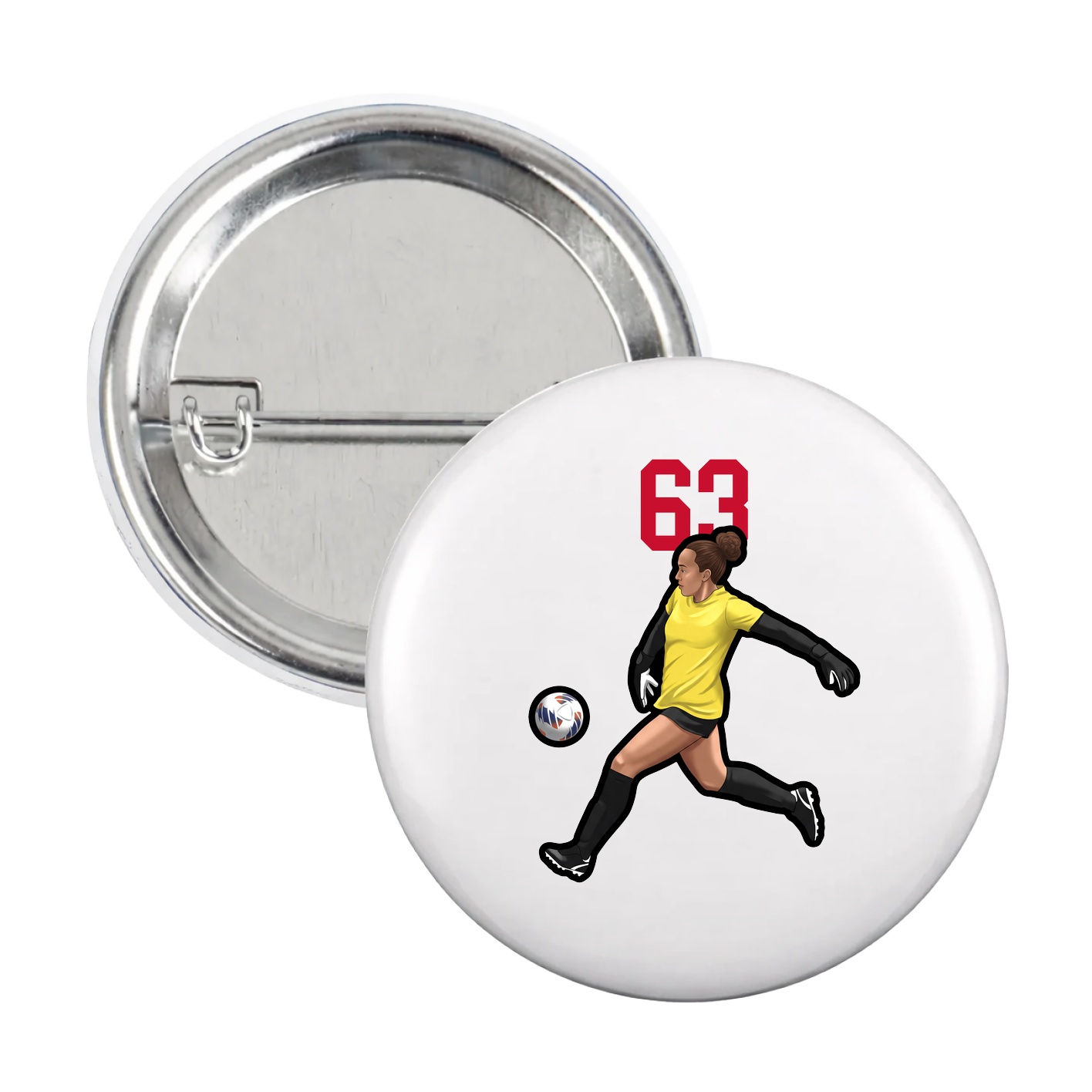 Game Day Button — Number Top in White