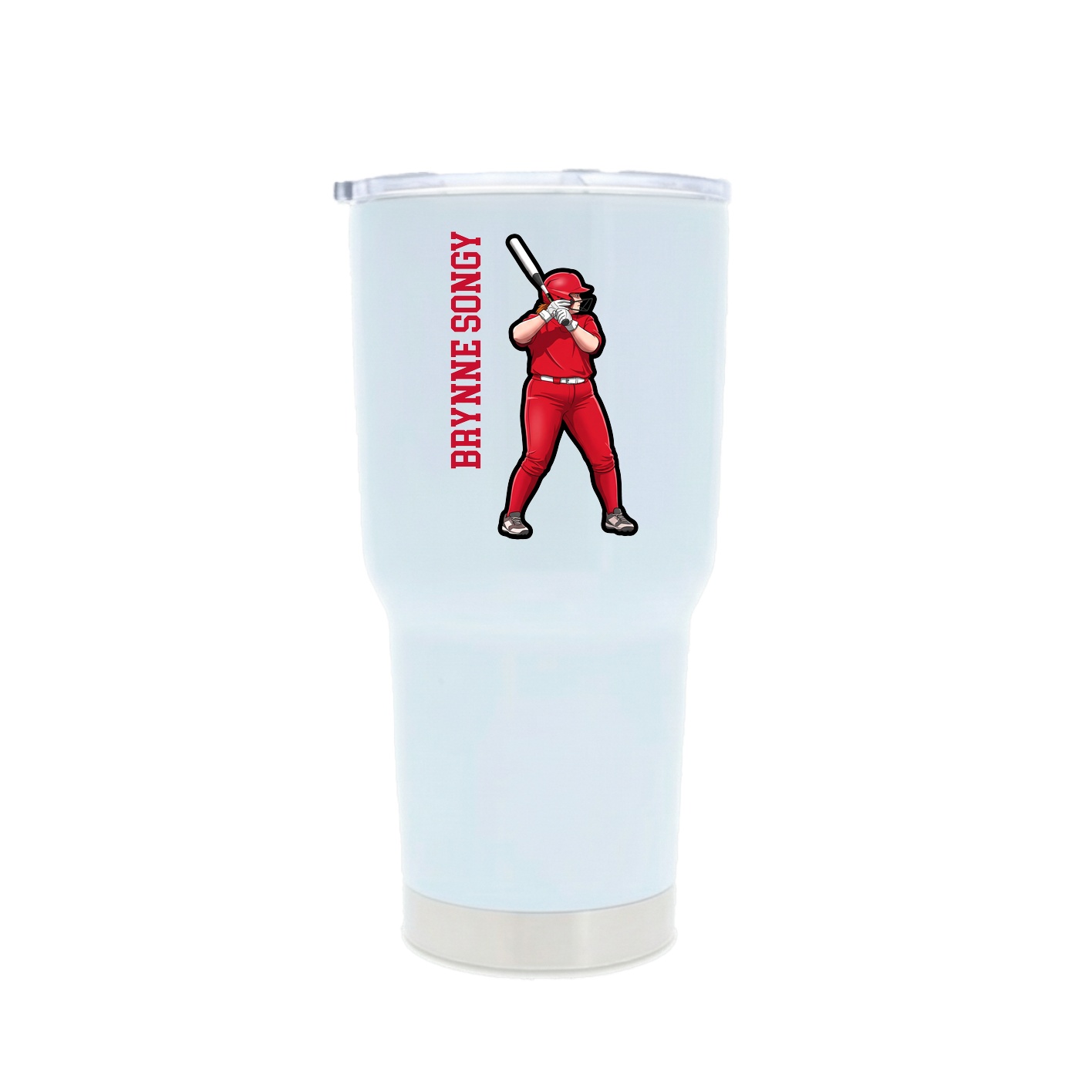 30oz Stainless Steel Tumbler — Name Vertical in White