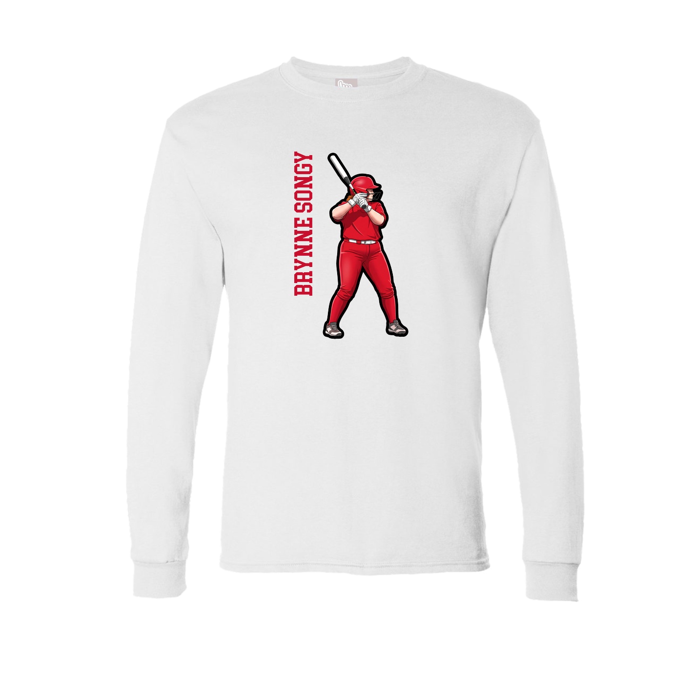 Long Sleeve Tee — Name Vertical in White