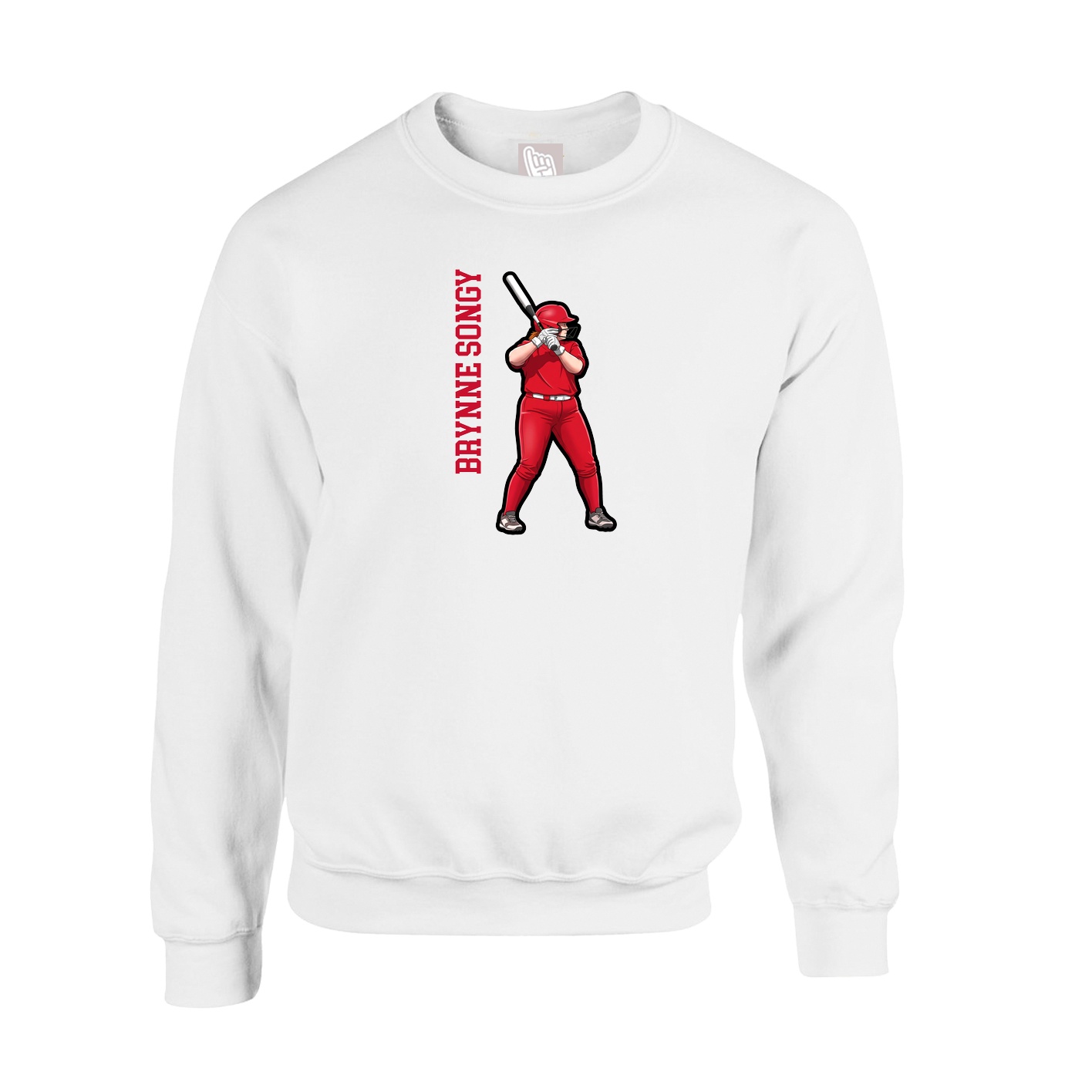 Fleece Crew — Name Vertical in White