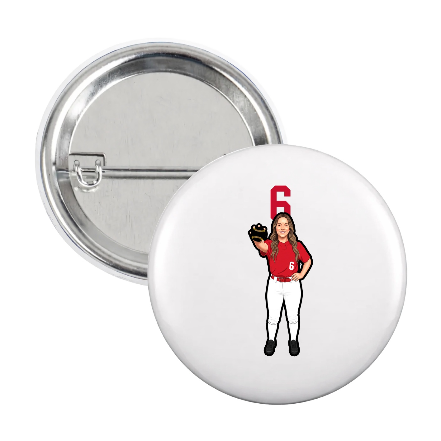 Game Day Button — Number Top in White