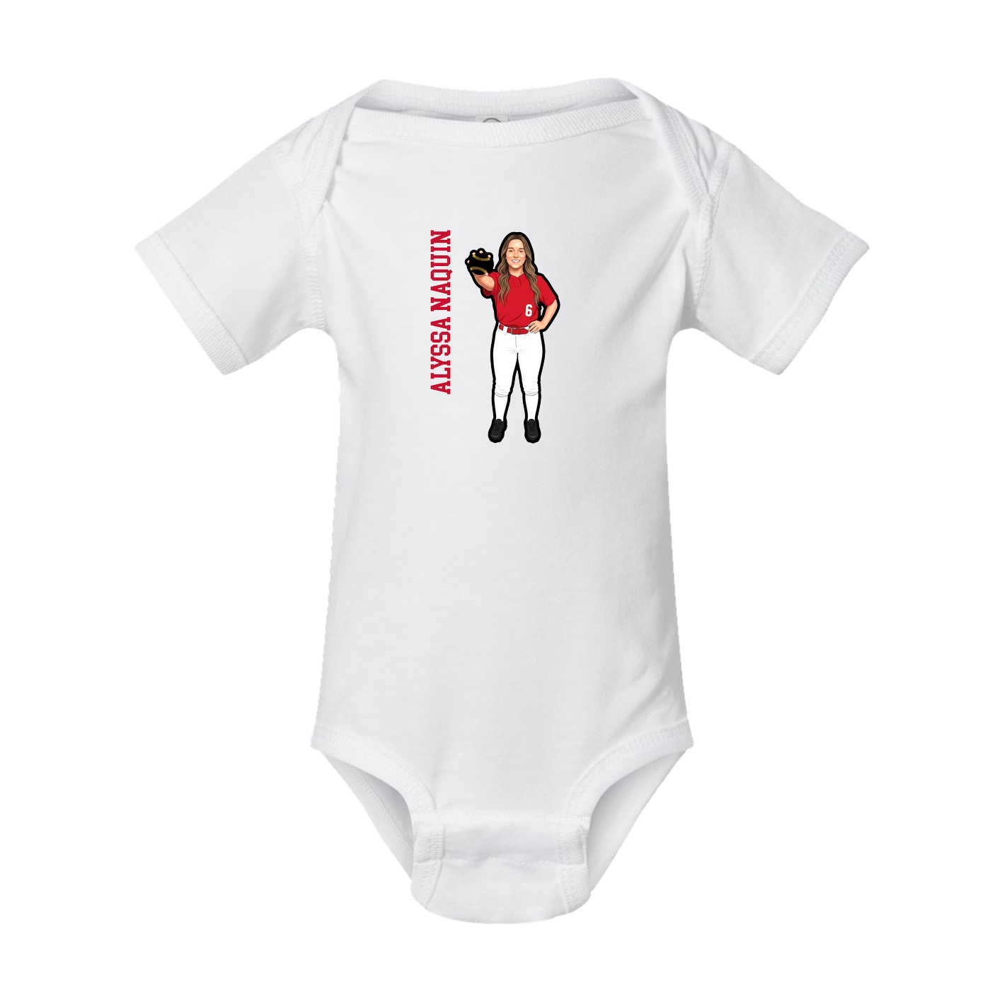 Baby Onesie — Name Vertical in White