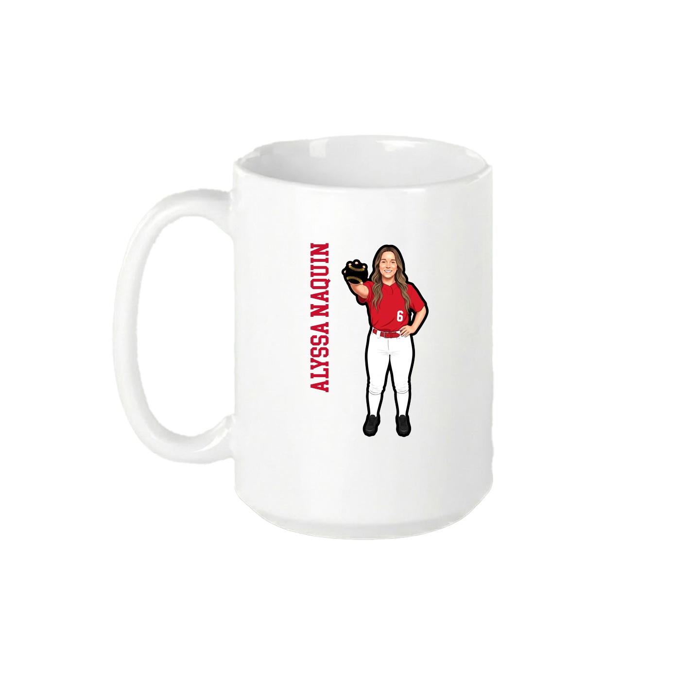 15oz Coffee Mug — Name Vertical in White
