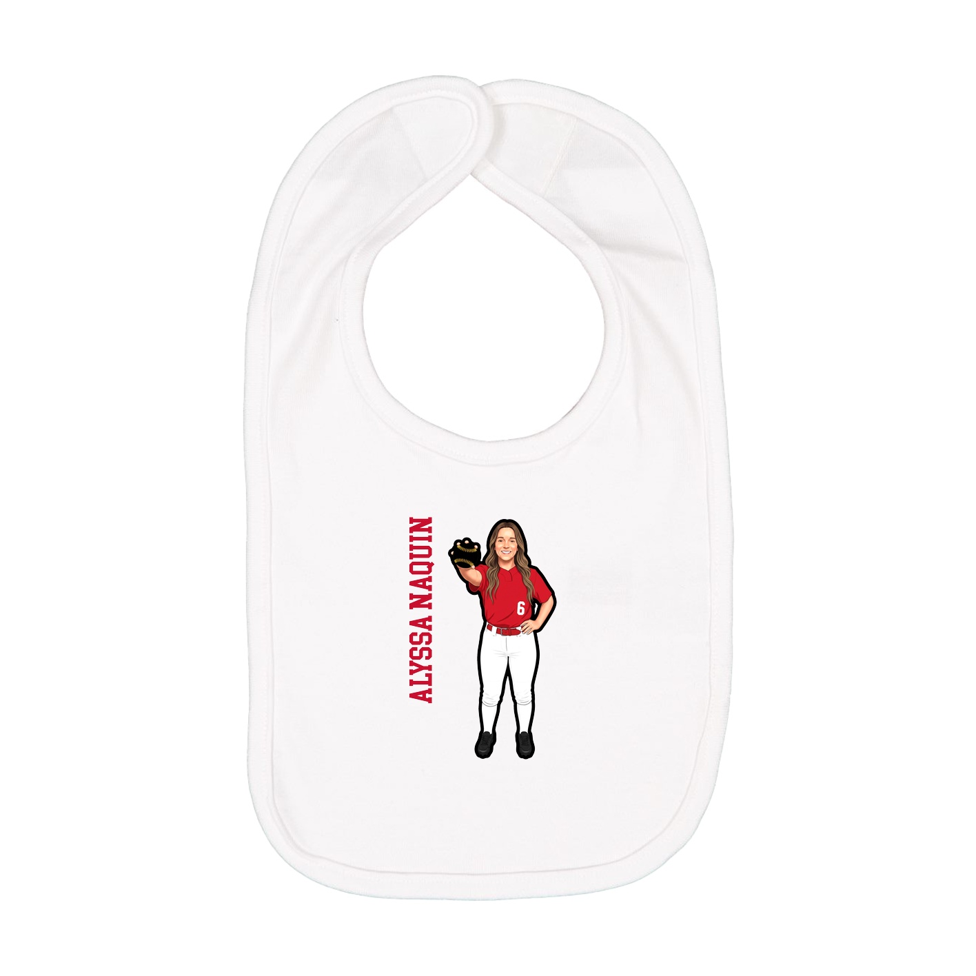 Infant Bib — Name Vertical in White