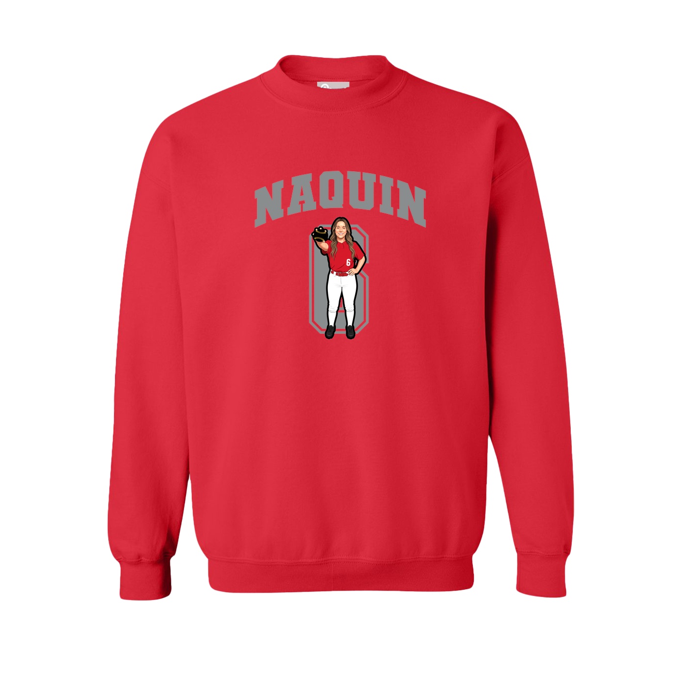 Fleece Crew — Number in Red