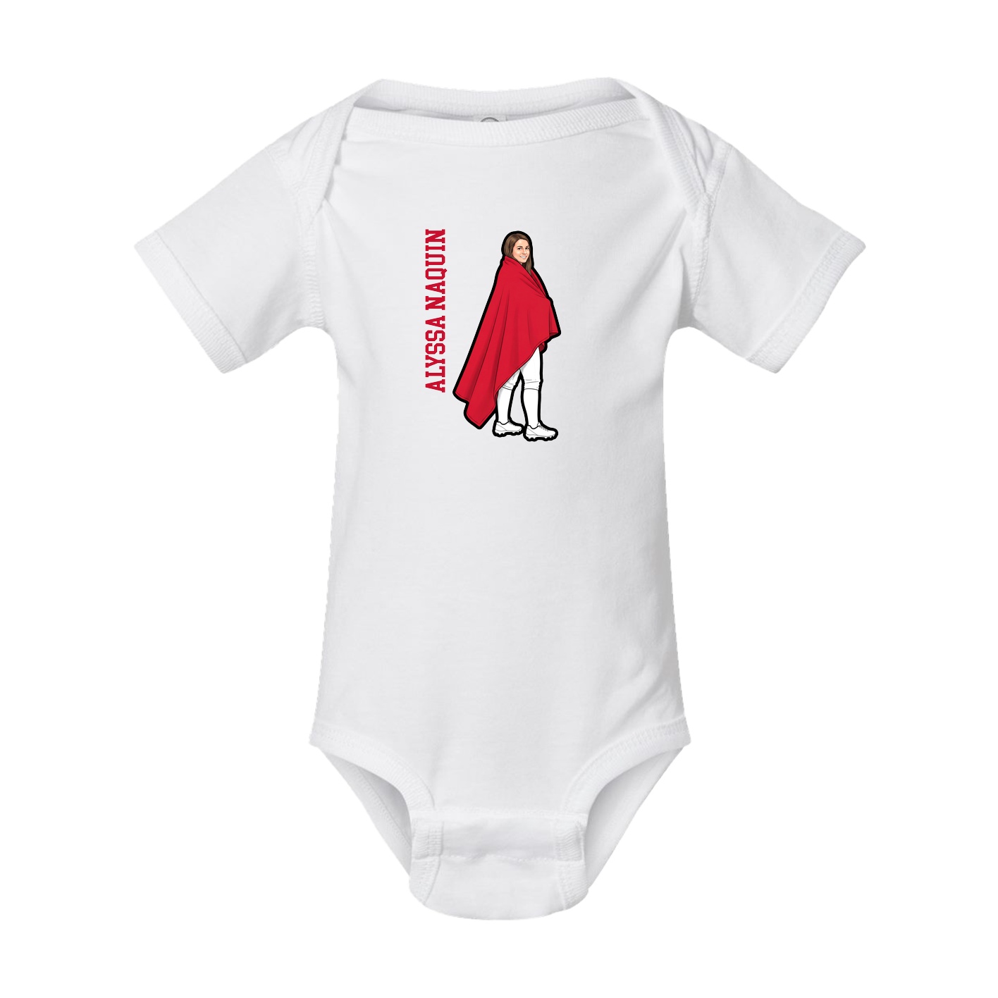 Baby Onesie — Name Vertical in White