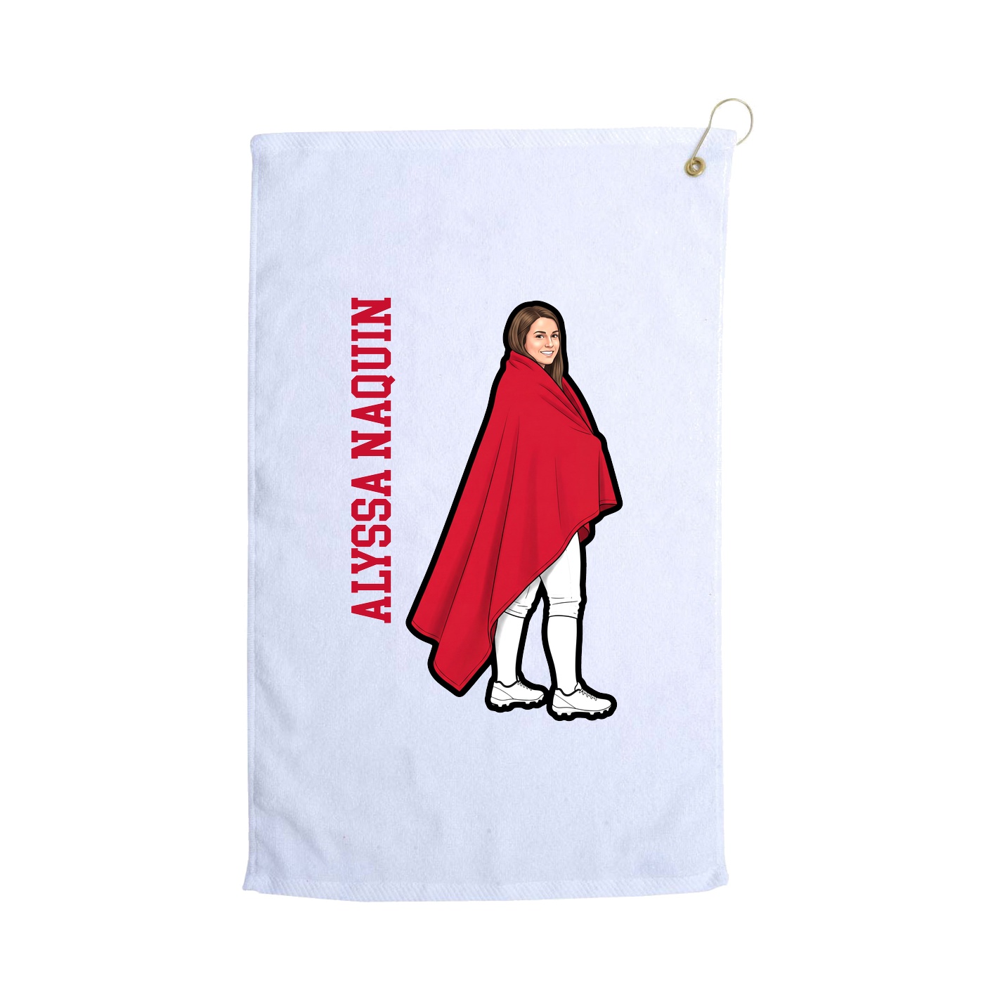Golf Towel — Name Vertical in White