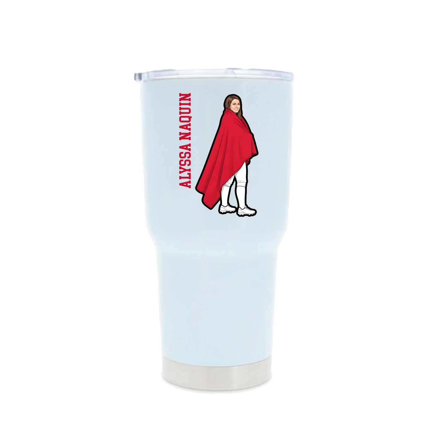 30oz Stainless Steel Tumbler — Name Vertical in White