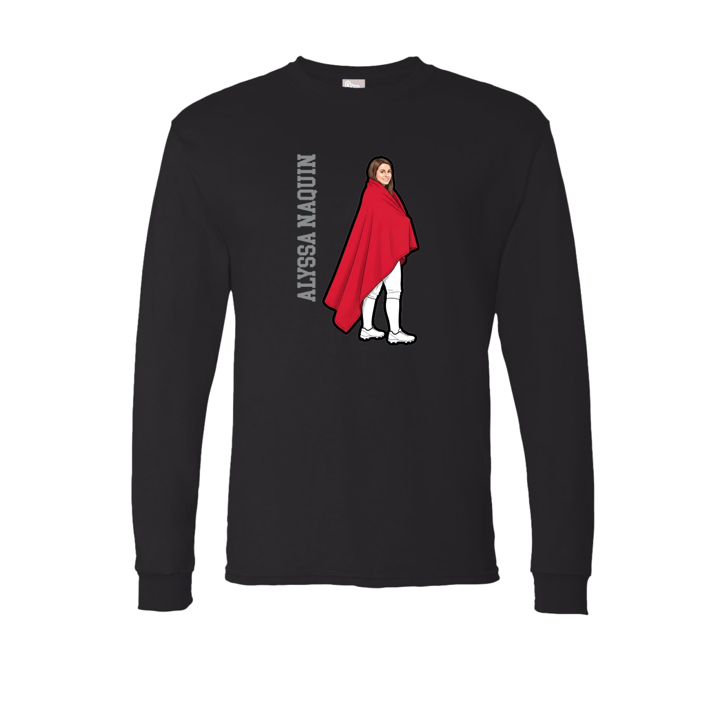 Long Sleeve Tee — Name Vertical in Black