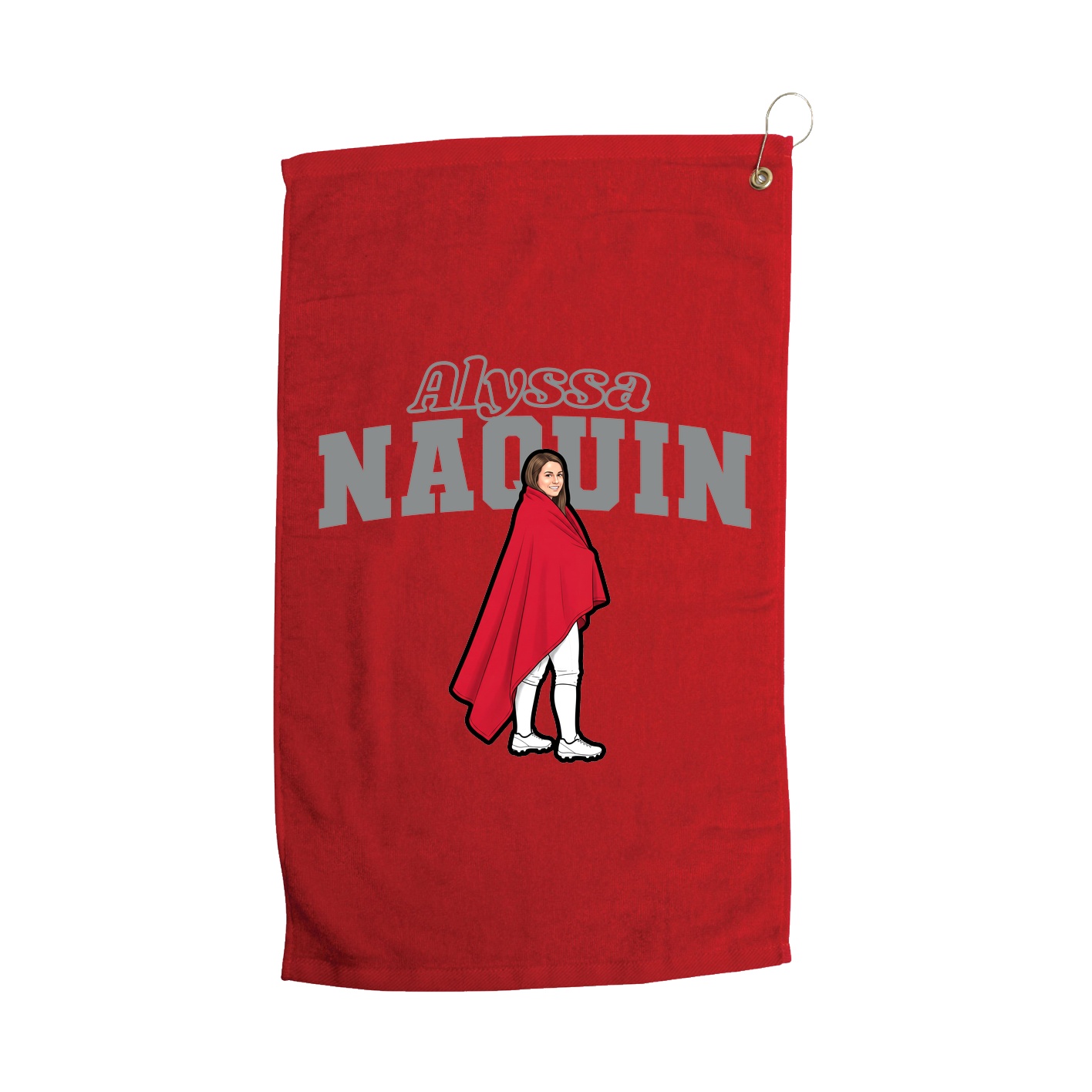 Golf Towel — Name Arch in Red
