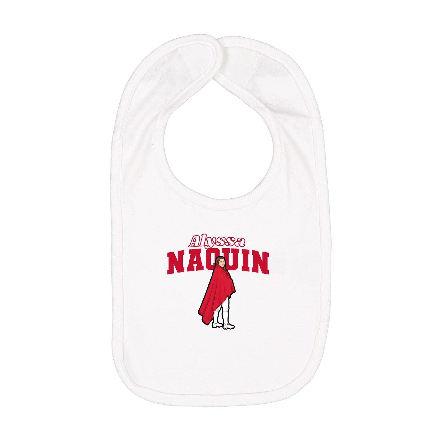 Infant Bib — Name Arch in White