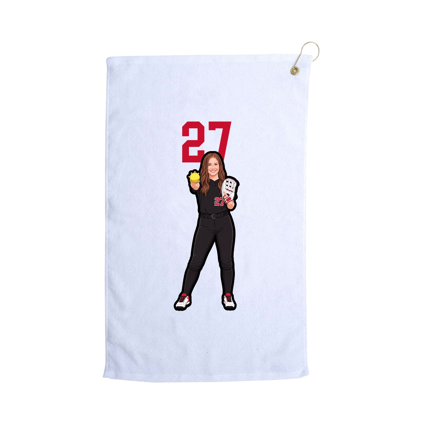 Golf Towel — Number Top in White