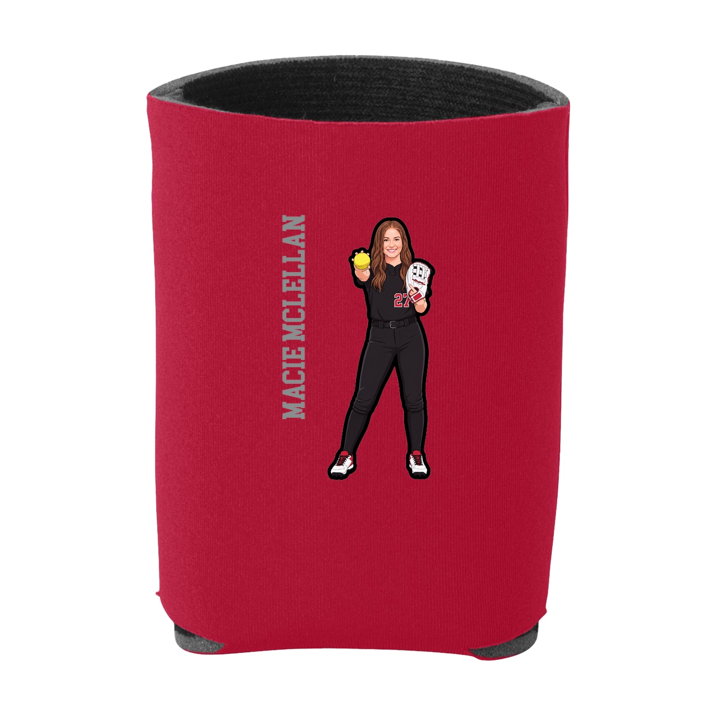 Can Holder — Name Vertical in Red