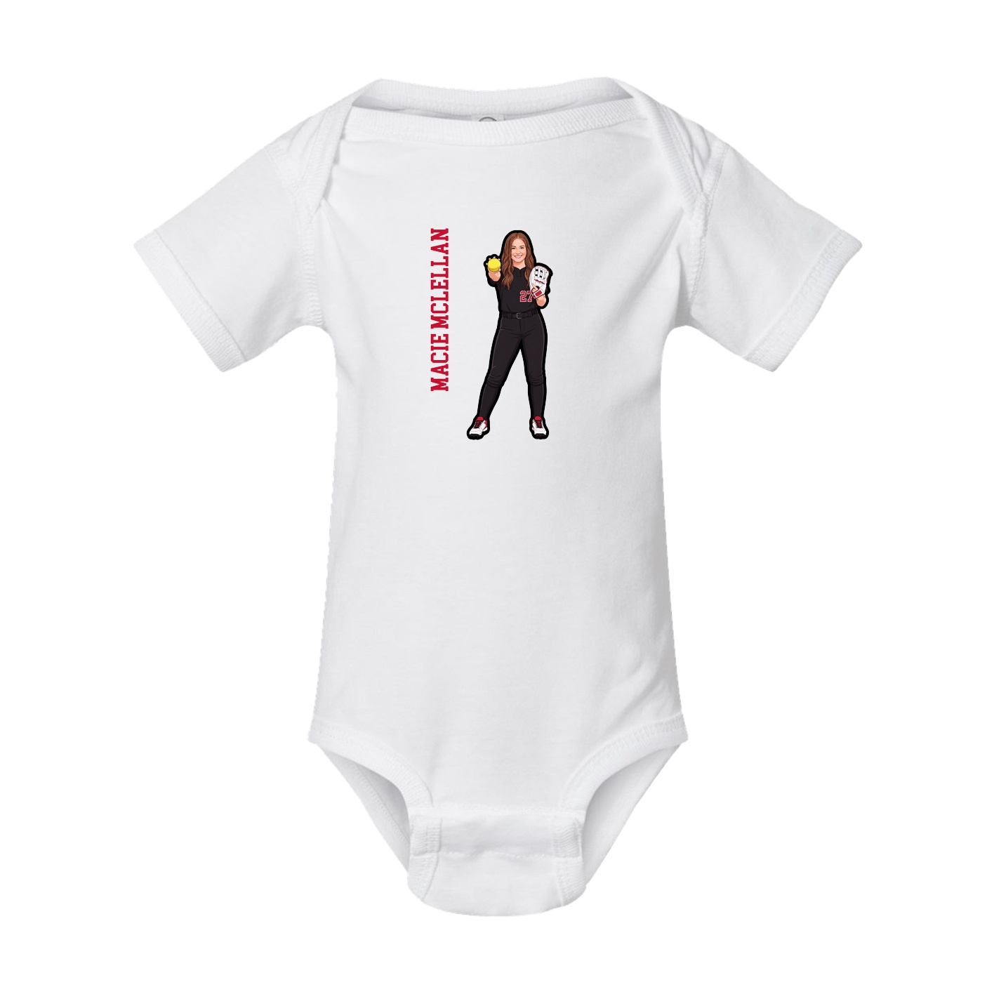 Baby Onesie — Name Vertical in White